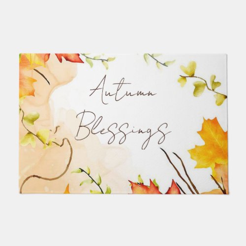 Fall maple leaves with custom text   doormat