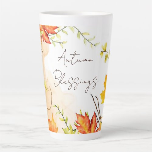 Fall maple leaves with custom text    latte mug