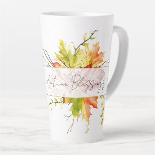 Fall maple leaves with custom text latte mug