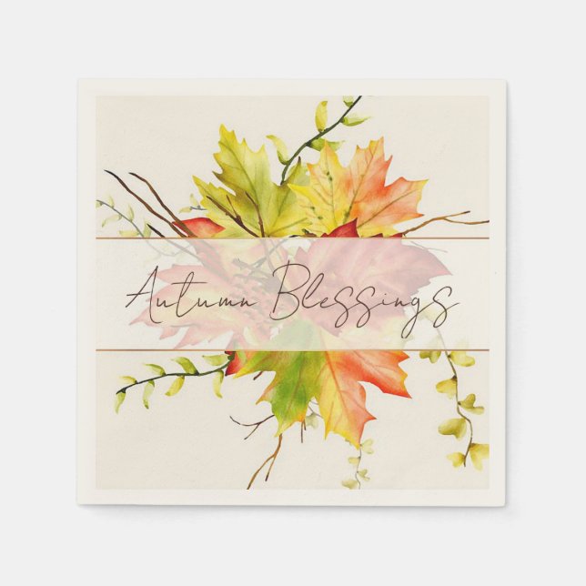 Fall maple leaves with custom text  napkins (Front)
