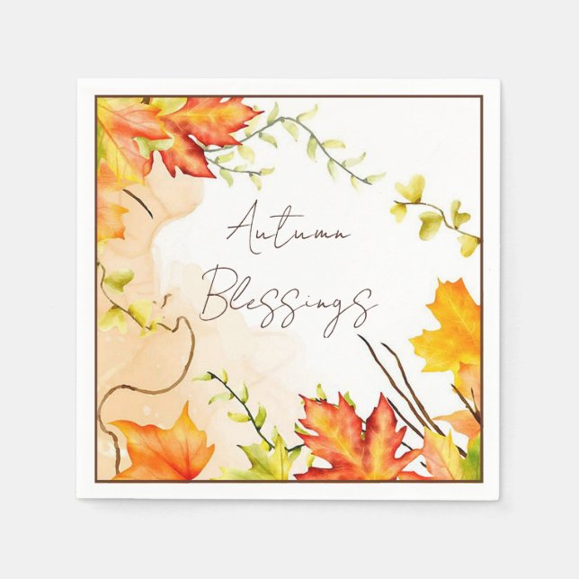 Fall maple leaves with custom text  napkins (Front)