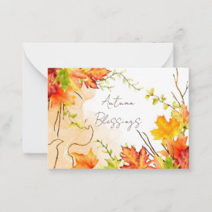 Fall maple leaves with custom text note card