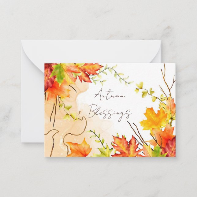 Fall maple leaves with custom text    note card (Front)