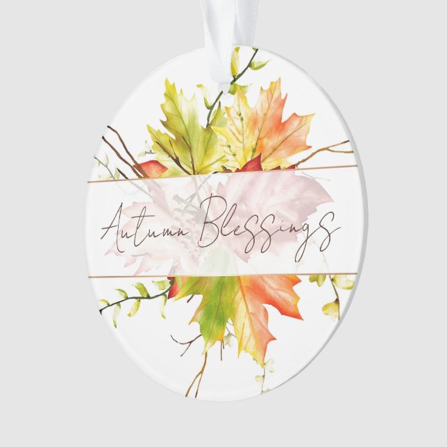 Fall maple leaves with custom text   ornament (Front)