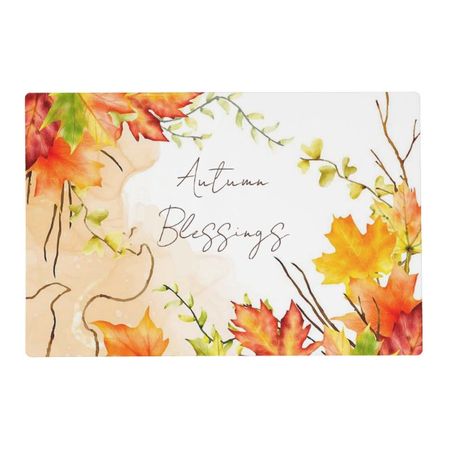 Fall maple leaves with custom text    placemat (Front)