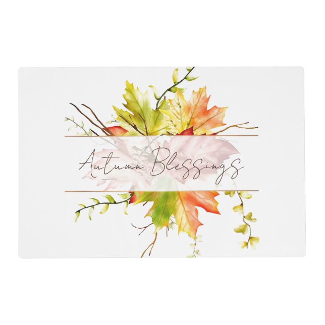 Fall maple leaves with custom text   placemat (Front)