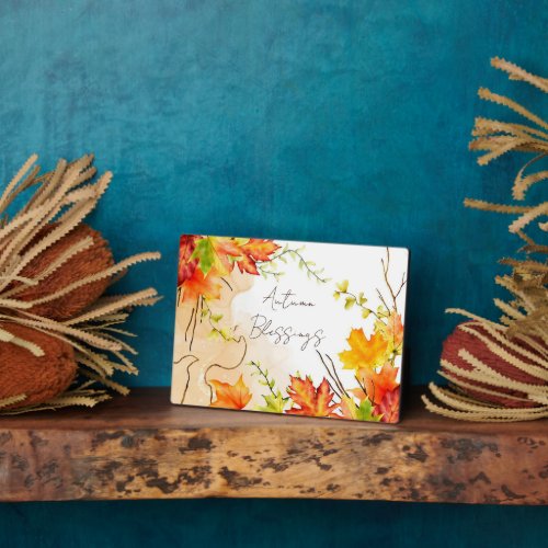 Fall maple leaves with custom text    plaque