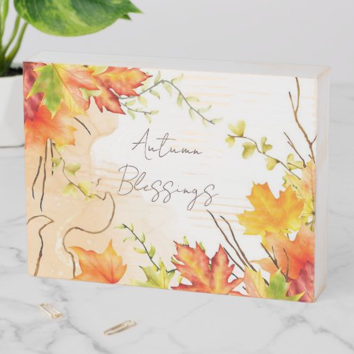 Fall maple leaves with custom text    wooden box sign