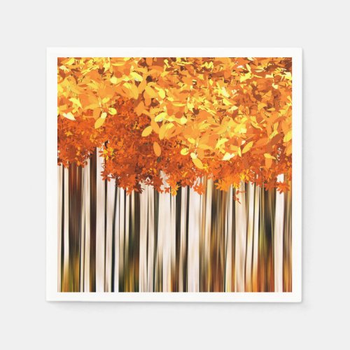 Fall maple tree forest autumn orange gray white napkins