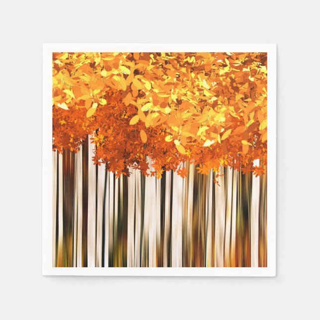 Fall maple tree forest autumn orange gray white napkins (Front)