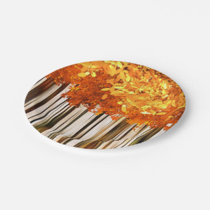 Fall maple tree forest autumn woods orange gray paper plates