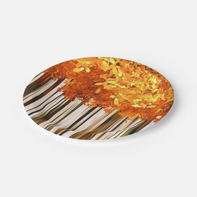 Fall maple tree forest autumn woods orange gray paper plates (Angled)