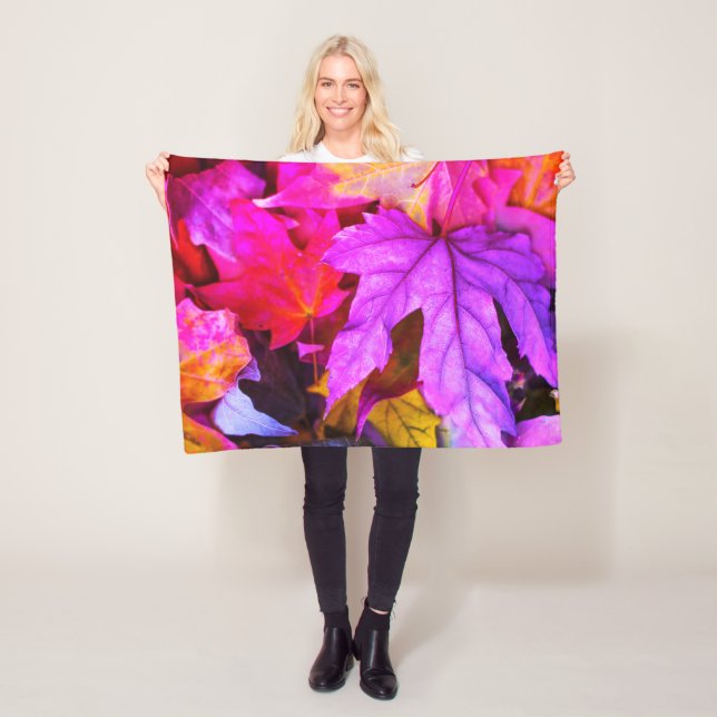 Fall maple tree leaf colorful autumn nature fleece blanket (In Situ)