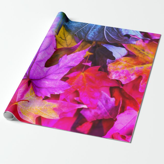Fall maple tree leaf colorful autumn nature wrapping paper (Unrolled)