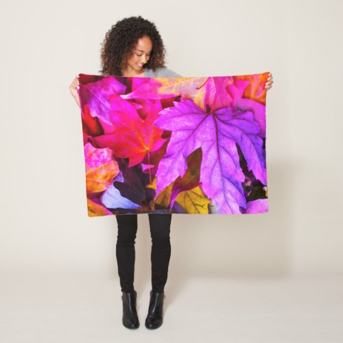 Fall maple tree leaves colorful autumn nature fleece blanket