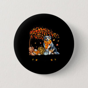 Fall Maple Tree Print Dog Lover Happy Thanksgiving Button