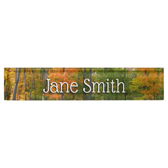 Fall Maple Trees Autumn Nature Photography Desk Name Plate (Front)