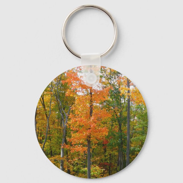Fall Maple Trees Autumn Nature Photography Keychain (Front)