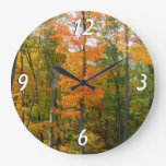 Fall Maple Trees Autumn Nature Photography Large Clock