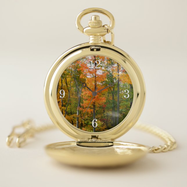 Fall Maple Trees Autumn Nature Photography Pocket Watch (Inside)