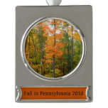 Fall Maple Trees Autumn Nature Photography Silver Plated Banner Ornament