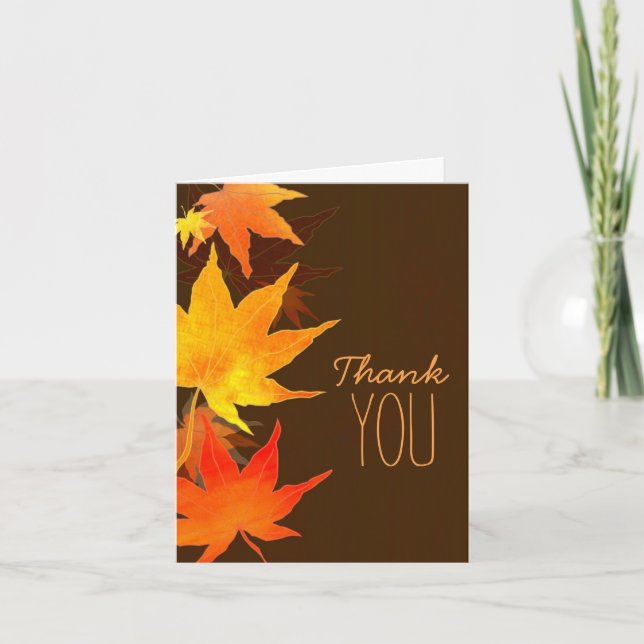 Fall Maple Wedding Celebration Thank You Card (Front)