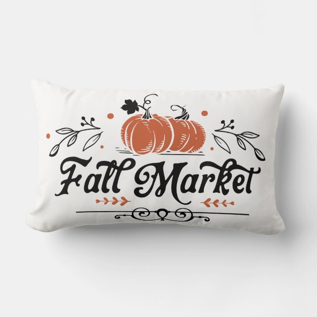 Fall Market | Farmhouse Pumpkin Lumbar Pillow (Front)
