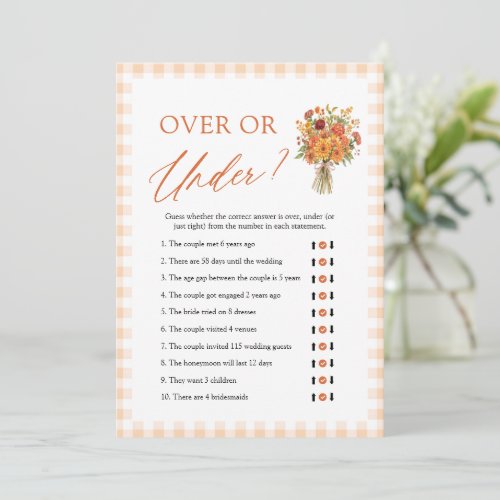 Fall Market Over or Under Bridal Shower Game Invitation