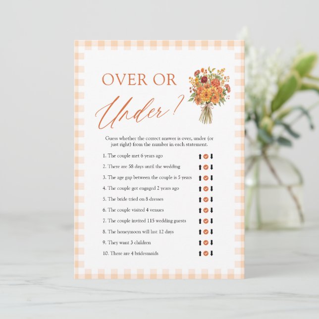 Fall Market Over or Under Bridal Shower Game Invitation (Standing Front)
