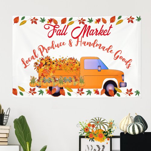 Fall Market Pumpkin Farmhouse Handmade Goods Truck Banner
