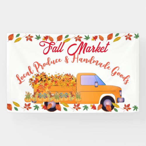 Fall Market Pumpkin Farmhouse Handmade Goods Truck Banner
