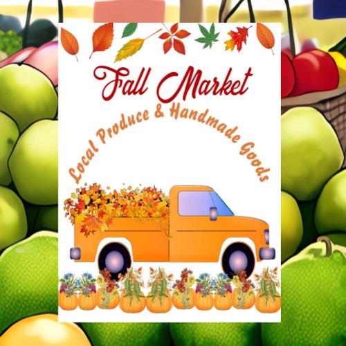 Fall Market Pumpkin Patch Farmhouse Handmade Truck Poster
