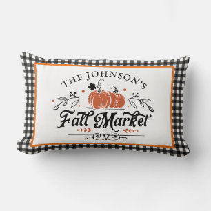 Fall Market Pumpkin Patch Farmhouse Lumbar Pillow