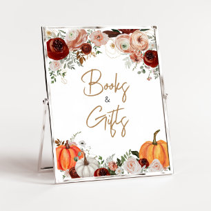 Fall Marsala Burgundy Pumpkin Books and Gifts Poster