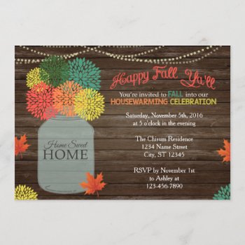 Fall Mason Jar Housewarming Invitation by AshleysPaperTrail at Zazzle
