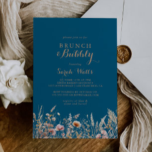 Fall Meadow Floral Brunch and Bubbly Bridal Shower Invitation
