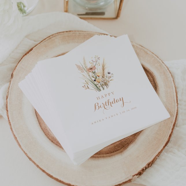 Fall Meadow Wild Floral Birthday Party Napkins (Creator Uploaded)
