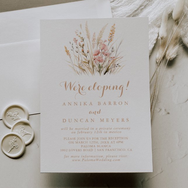 Fall Meadow Wild Floral Elopement Reception Invitation (Creator Uploaded)
