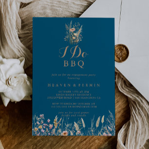 Fall Meadow Wild Floral I Do BBQ Engagement Party Invitation