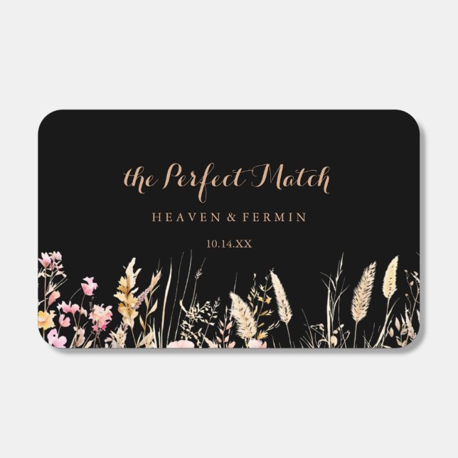 Fall Meadow Wild Floral Wedding Favor Matchboxes (Front)