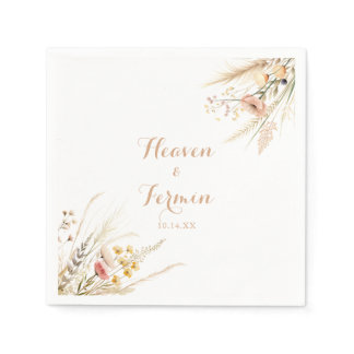 Fall Meadow Wild Floral Wedding  Napkins