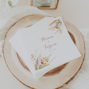 Fall Meadow Wild Floral Wedding  Napkins