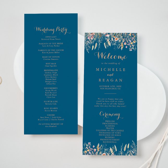 Fall Meadow Wild Floral Wedding Program (Creator Uploaded)