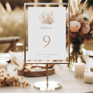 Fall Meadow Wild Floral Wedding Table Number