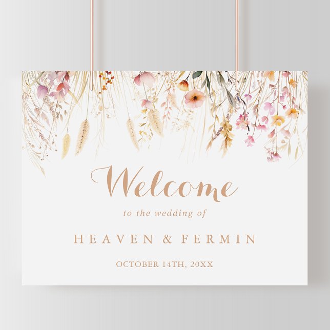 Fall Meadow Wild Floral Wedding Welcome Sign (Creator Uploaded)