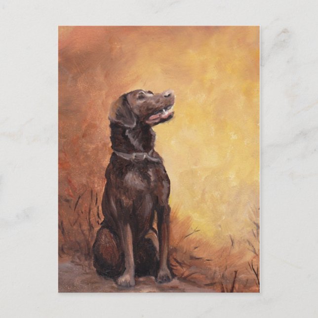 "Fall Memories"  Labrador Retriever Art Postcard (Front)