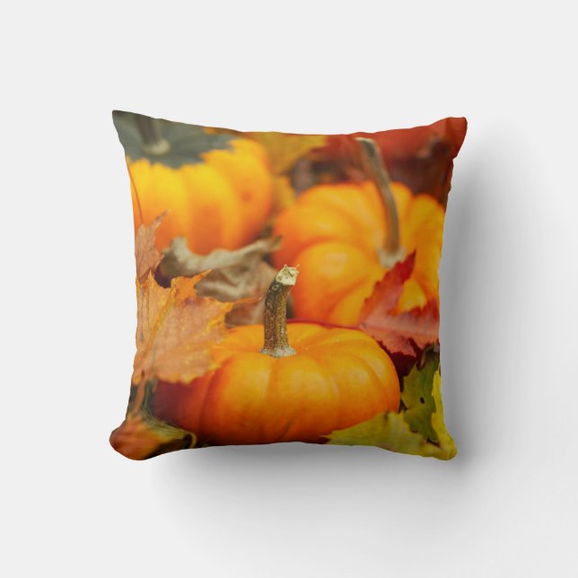 Fall Mini Pumpkins Throw Pillow (Front)