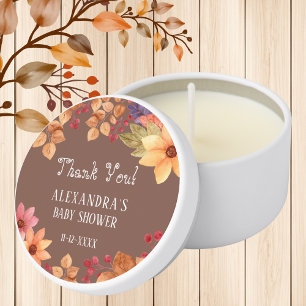 Fall Mocha Autumn Baby Shower Thank You Mini Candle Favors