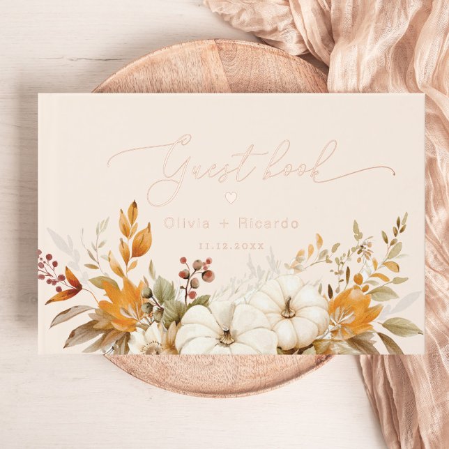 Fall Modern Calligraphy Wedding Foil Guest Book (Creator Uploaded)