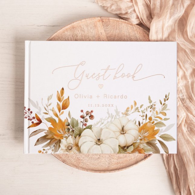 Fall Modern Calligraphy Wedding Foil Guest Book (Creator Uploaded)